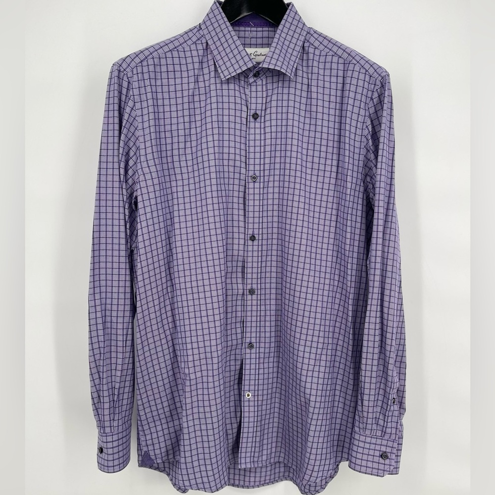 Robert Graham Purple Checked Long-sleeve Shirt, size‎ 16.5/32